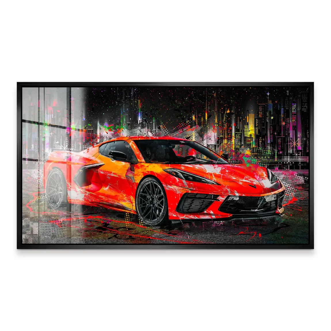 Corvette C8 Abstrak Red Style Acrylglas Bild INGALERIE