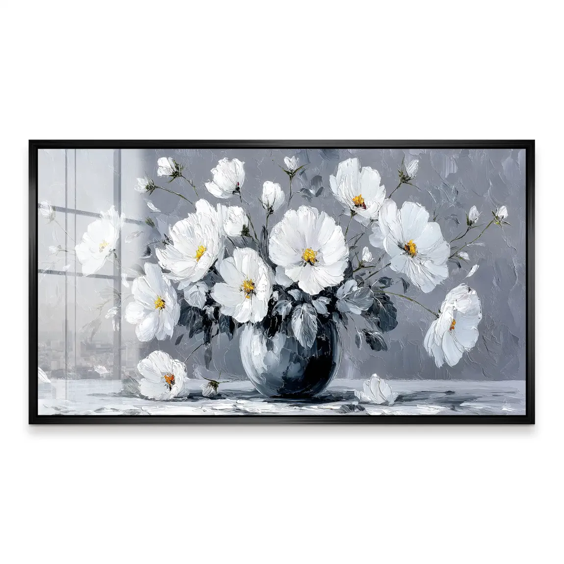 Silver White Blossom Art Acrylglas Bild