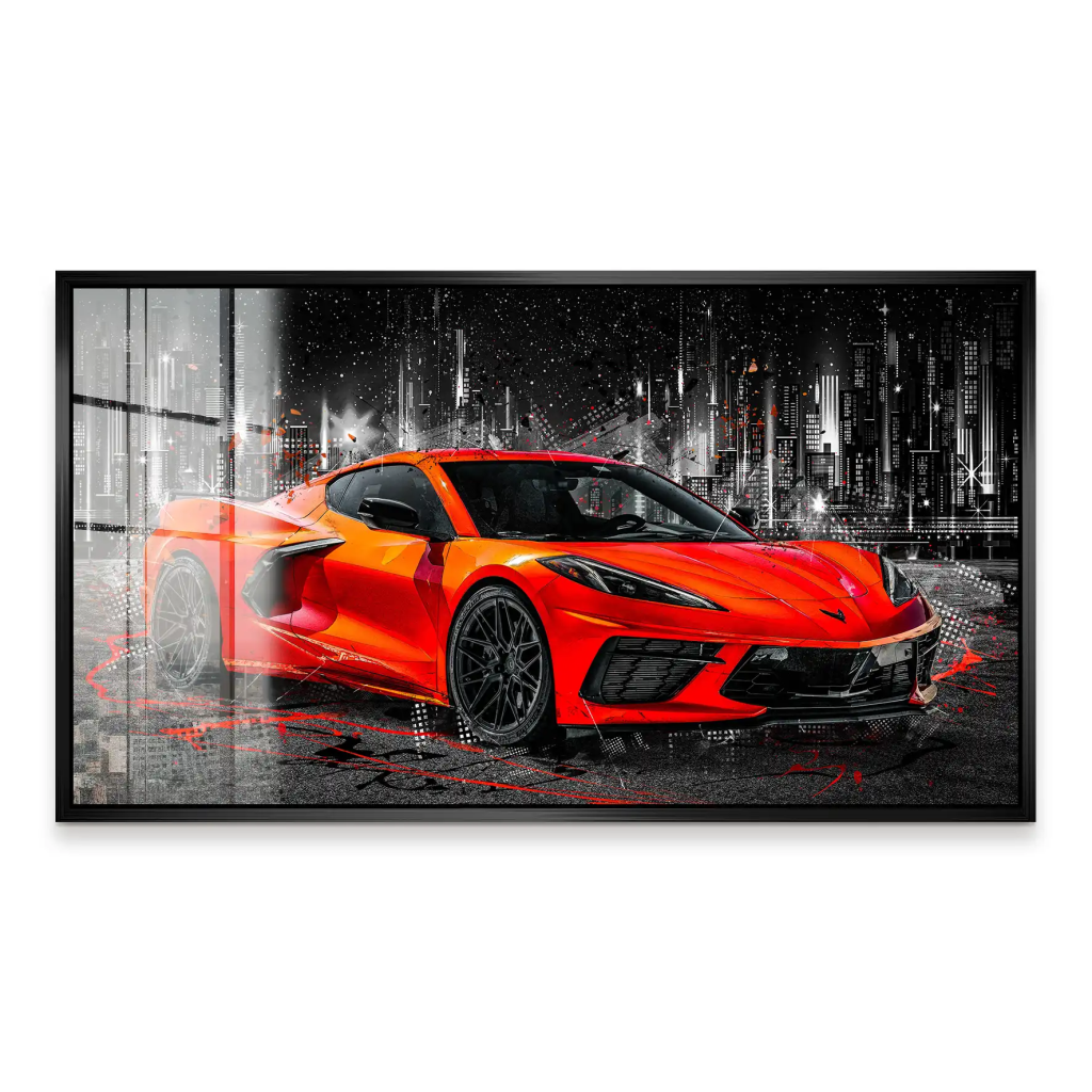 Corvette C8 Abstrakt Rot Acrylglas Bild INGALERIE