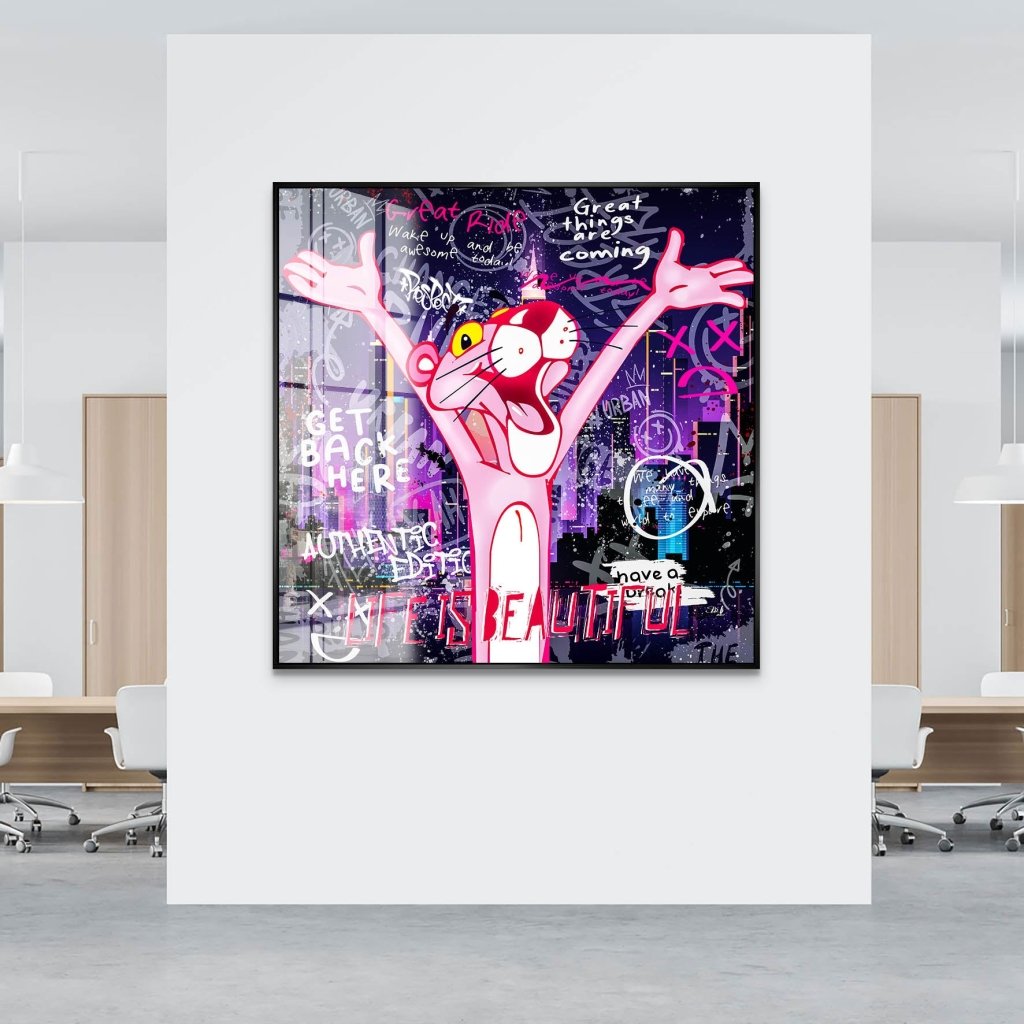 Pink Panther Street Art Acrylglas Bild INGALERIE