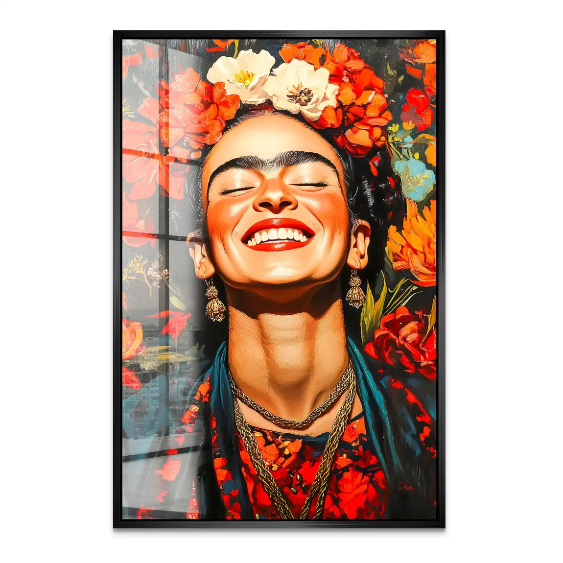 Frida Kahlo Fiery Bloom Acrylglas Bild INGALERIE