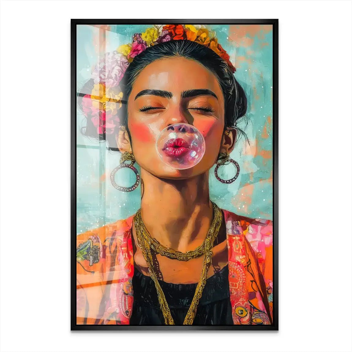 Frida Bubble Gum Acrylglas Bild INGALERIE