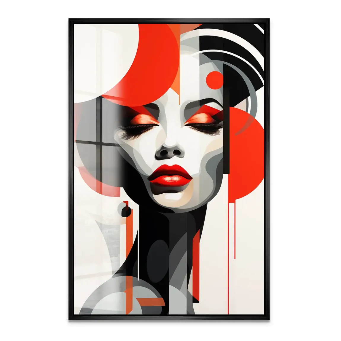 Rote Eleganz trifft urbane Stille Acrylglas Bild INGALERIE