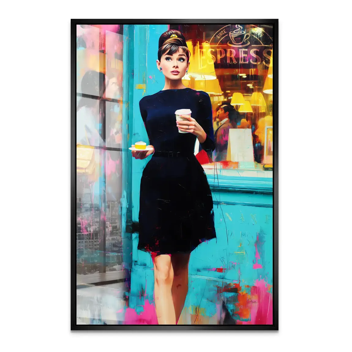 Audrey Hepburn Frühstück mit Stil Acrylglas Bild INGALERIE