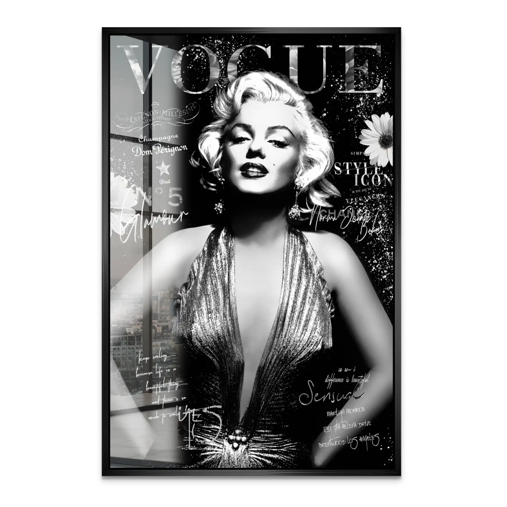Marilyn Black Vogue Acrylglas Bild INGALERIE