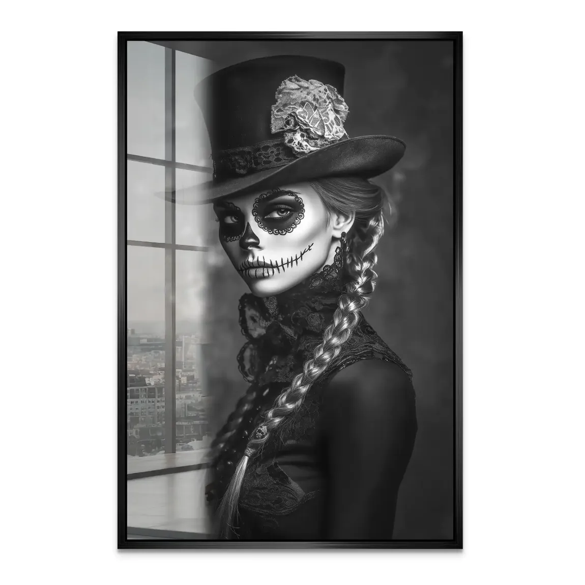 La Catrina Noir – Stil trifft Schattenkunst Acrylglas Bild INGALERIE