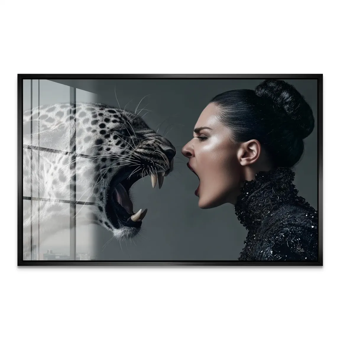 Wild Leopard Woman Acrylglas Bild