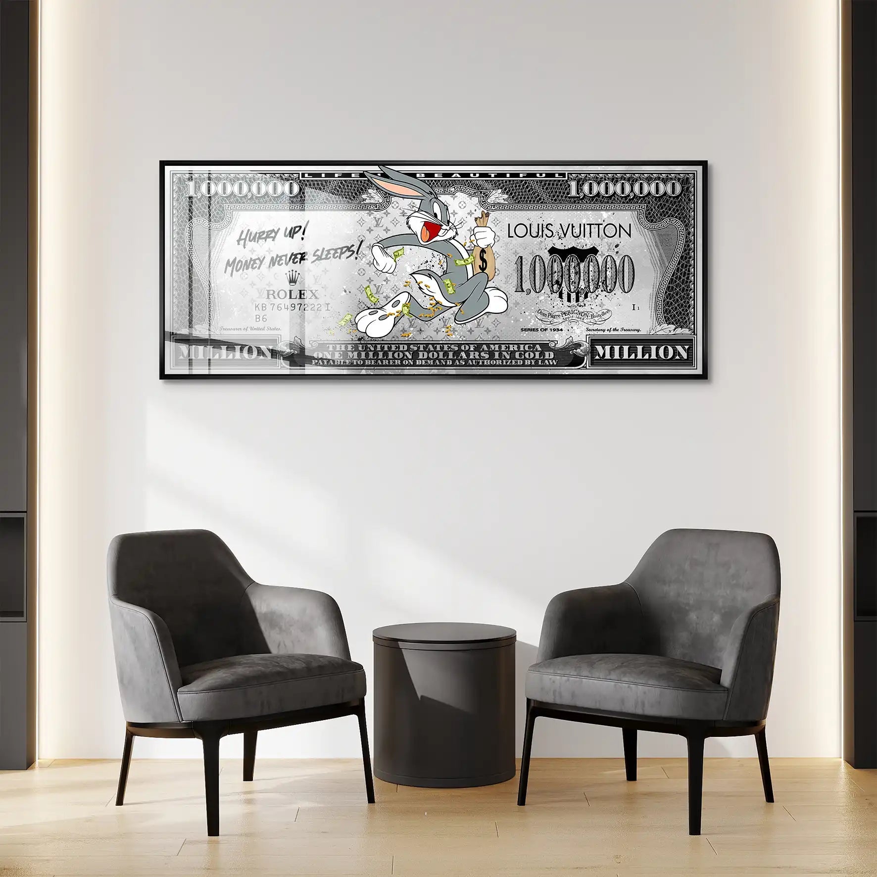 Bunny Dollar Hurry Up Silver Style Acrylglas Bild INGALERIE