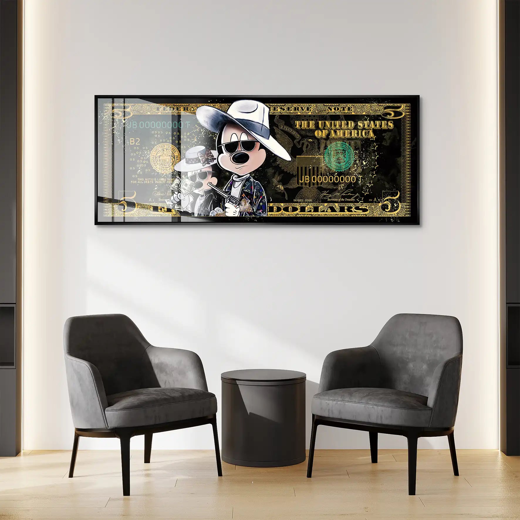 Micky und Minnie Dollar Modern Pop Art Acrylglas Bild INGALERIE