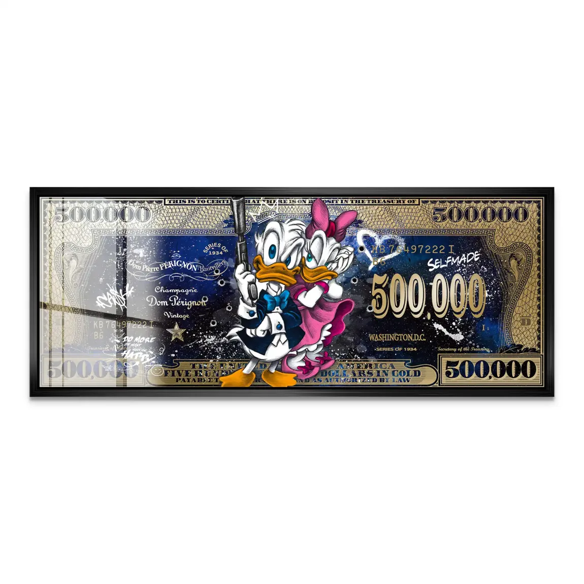 Donald & Daisy Duck Dollar Acrylglas Bild INGALERIE