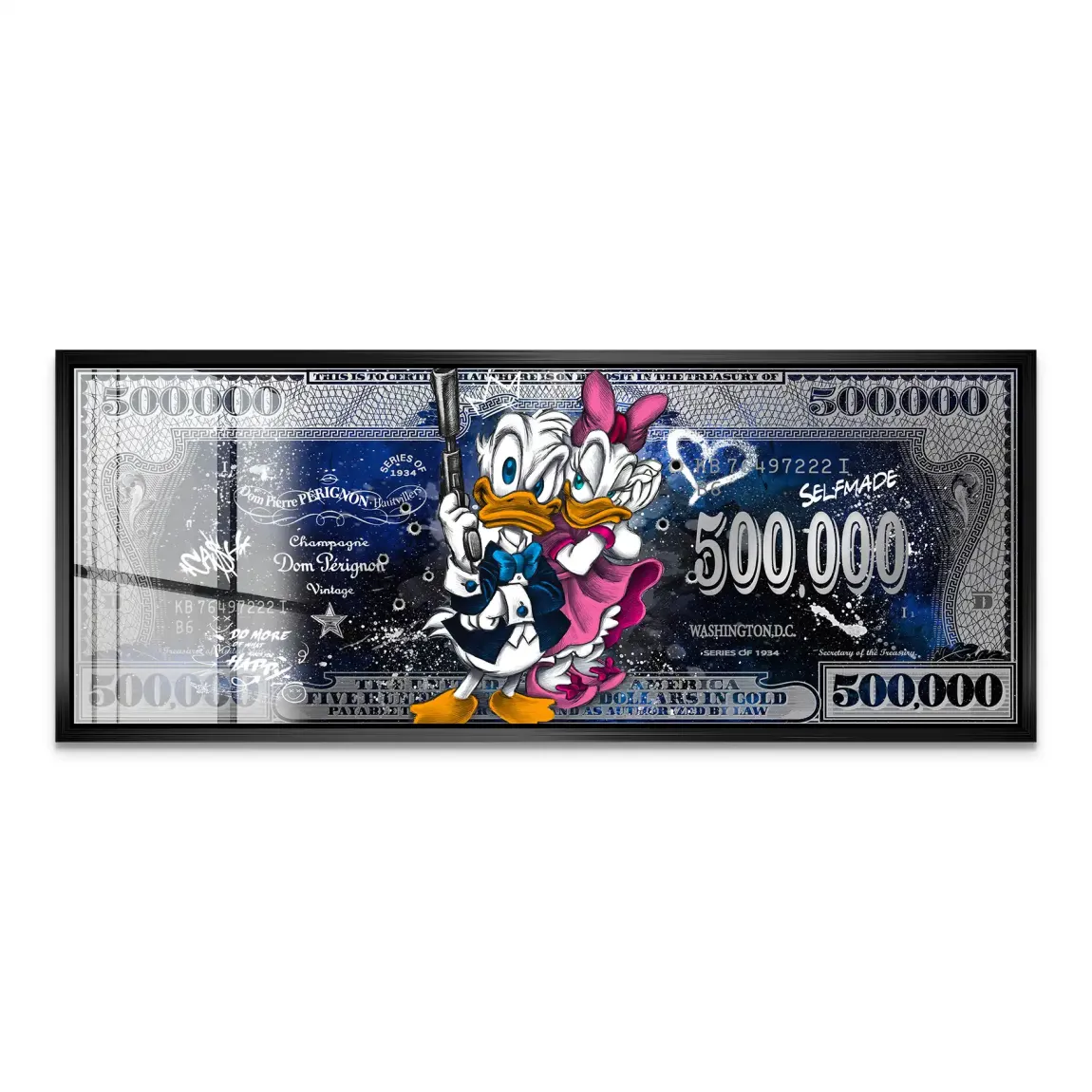 Donald & Daisy Duck Blue Pop Art Dollar Acrylglas Bild INGALERIE