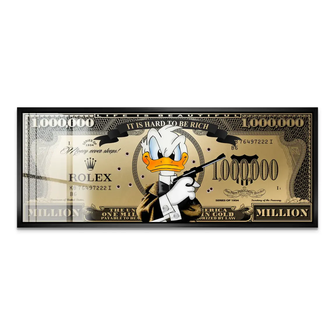 Donald Duck Goldfinger Instinct Pop Art Dollar Acrylglas Bild INGALERIE