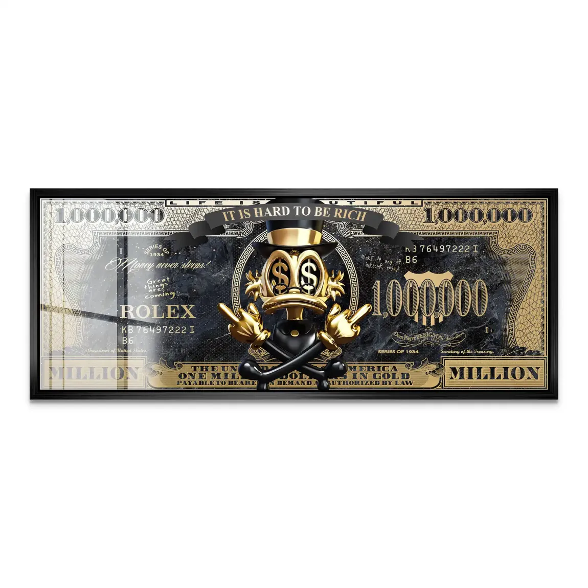Dagobert Totenkopf Dollar Acrylglas Bild INGALERIE