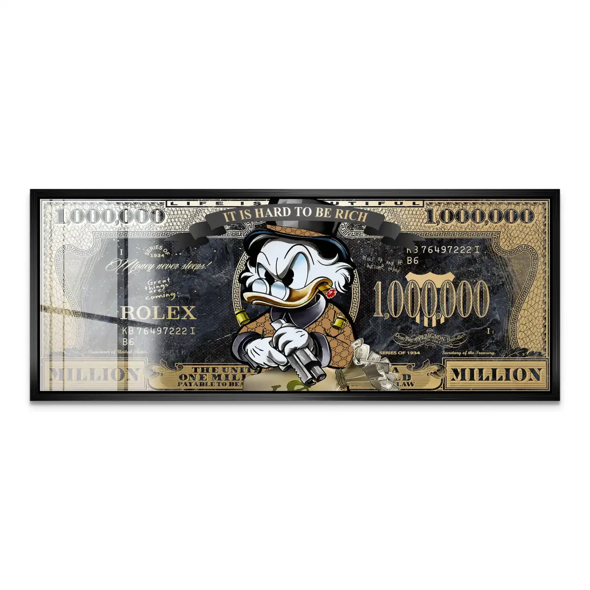 Dogobert Duck Cashed Out Pop Art DollarAcrylglas Bild INGALERIE