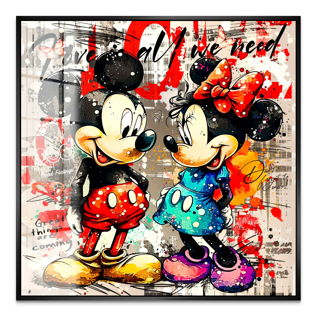 Micky Minnie Love Retro Acrylglas Bild INGALERIE