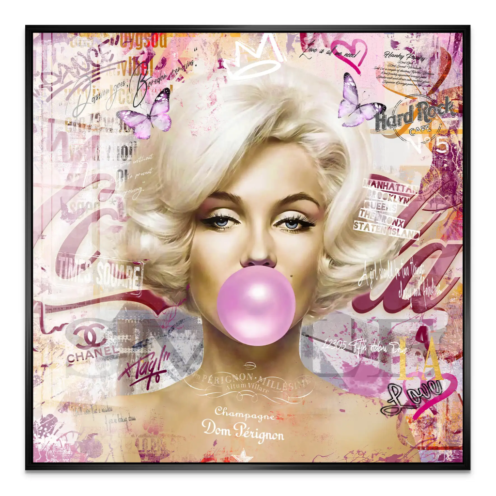 Marilyn Monroe Bubble Gum Pop Art Acrylglas Bild INGALERIE
