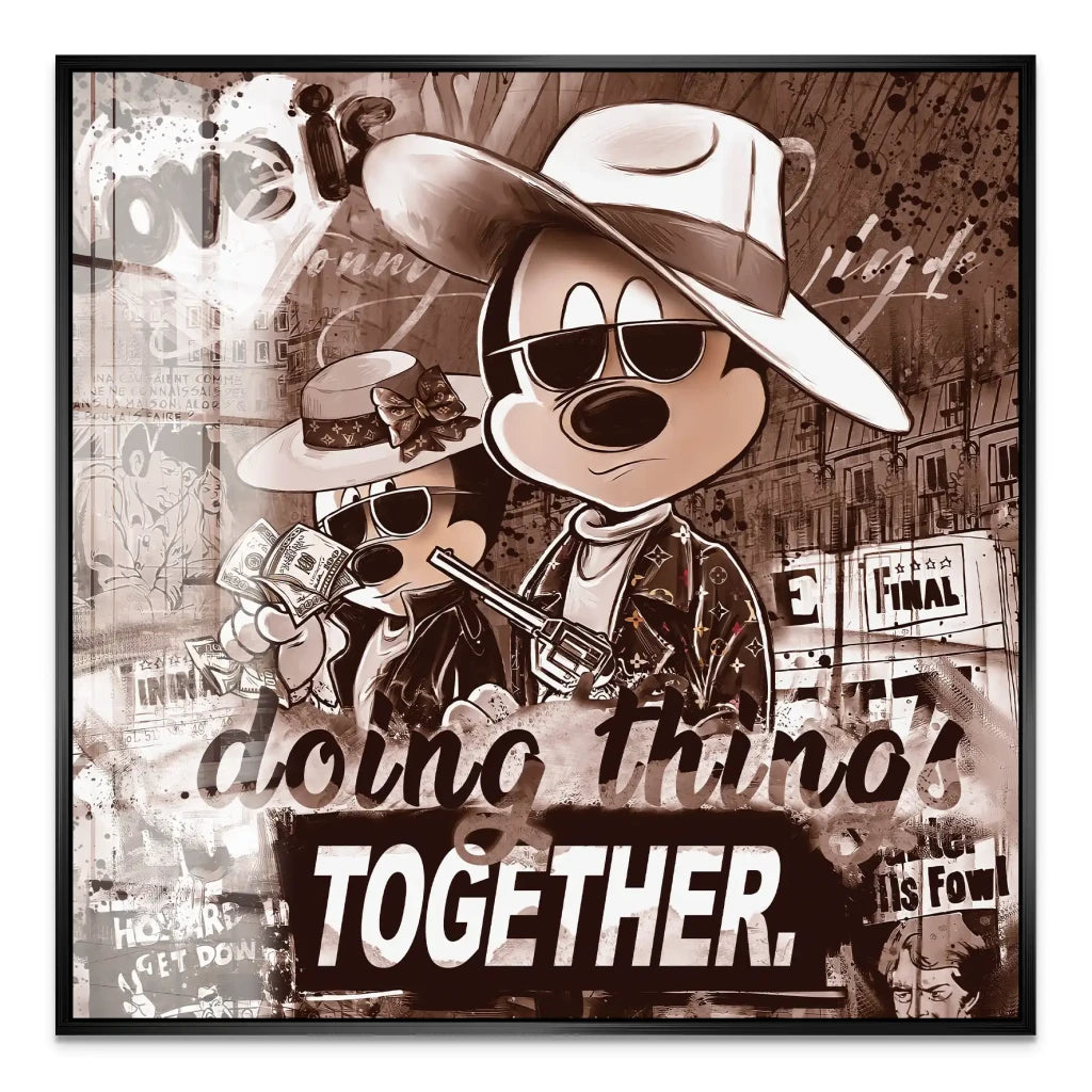 Micky & Minnie Gangster Retro Style Acrylglas Bild INGALERIE