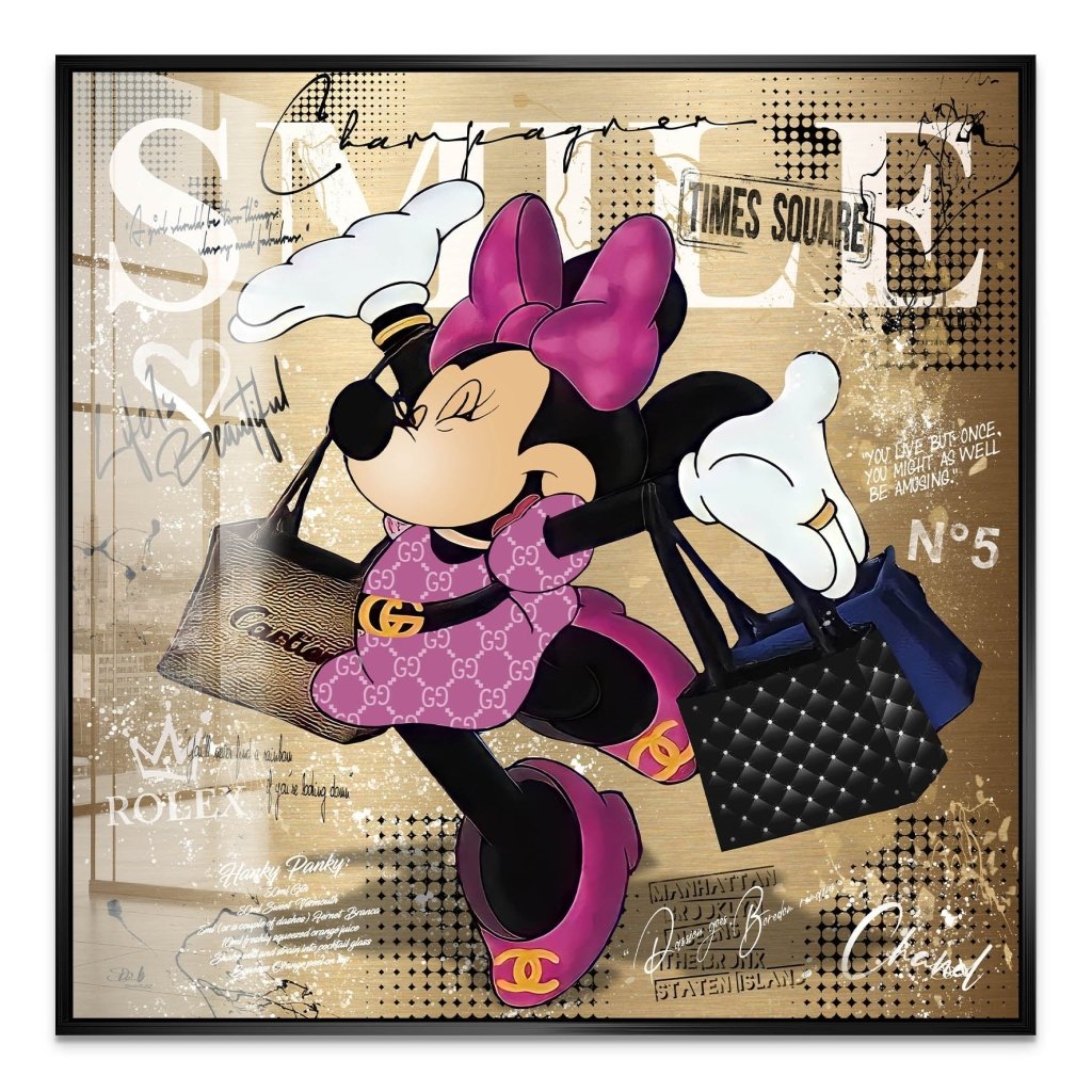 Minnie Smile Gold Pop Art Acrylglas Bild INGALERIE