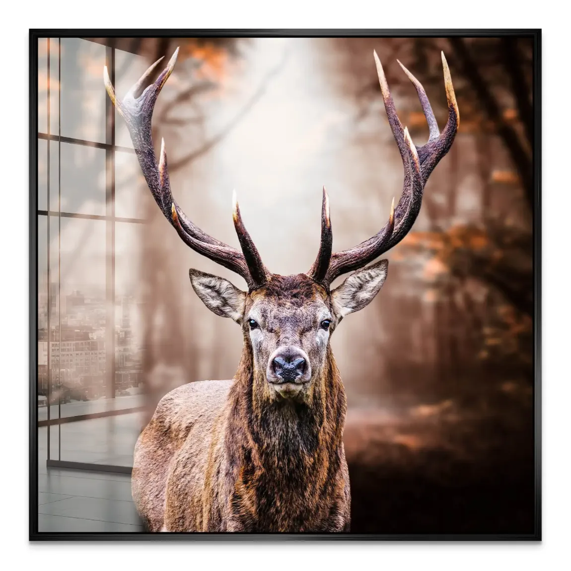 Hirsch Herbstkrone Acrylglasbild