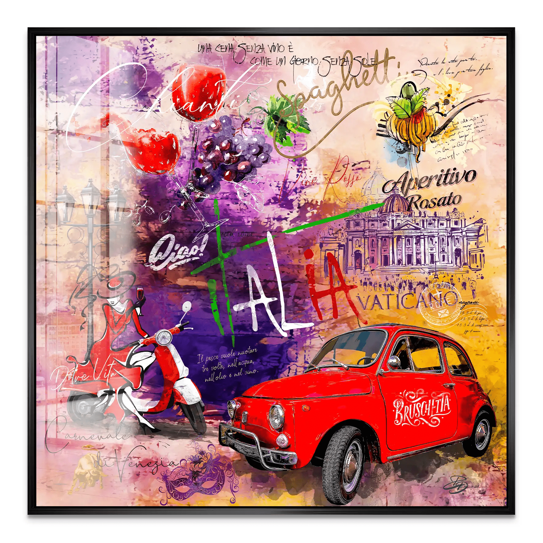 Italien Chianti Pop Art Acrylglas Bild INGALERIE