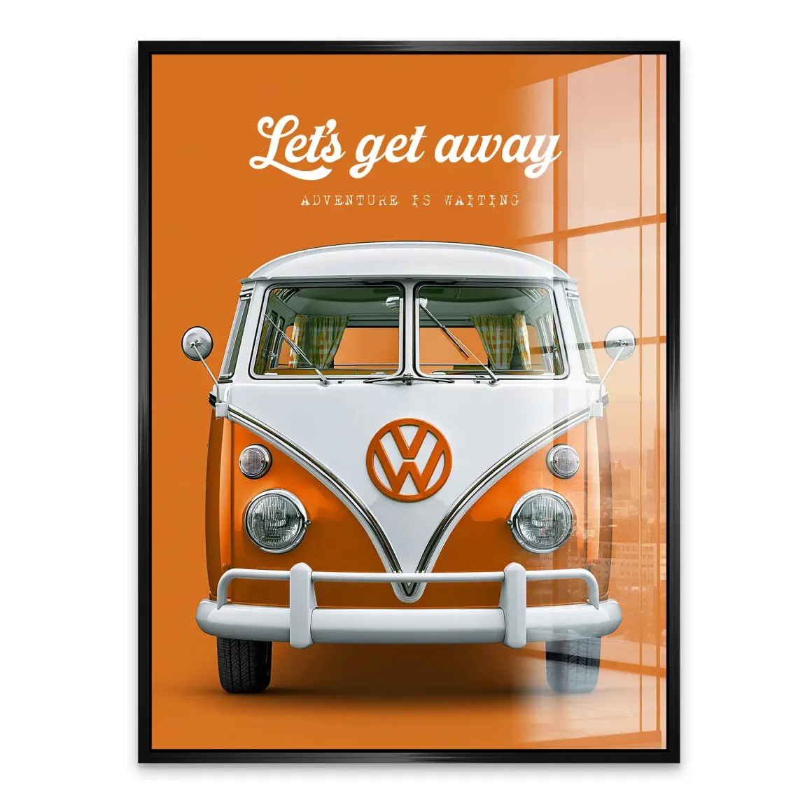 Orange VW Bulli Acrylglasbild