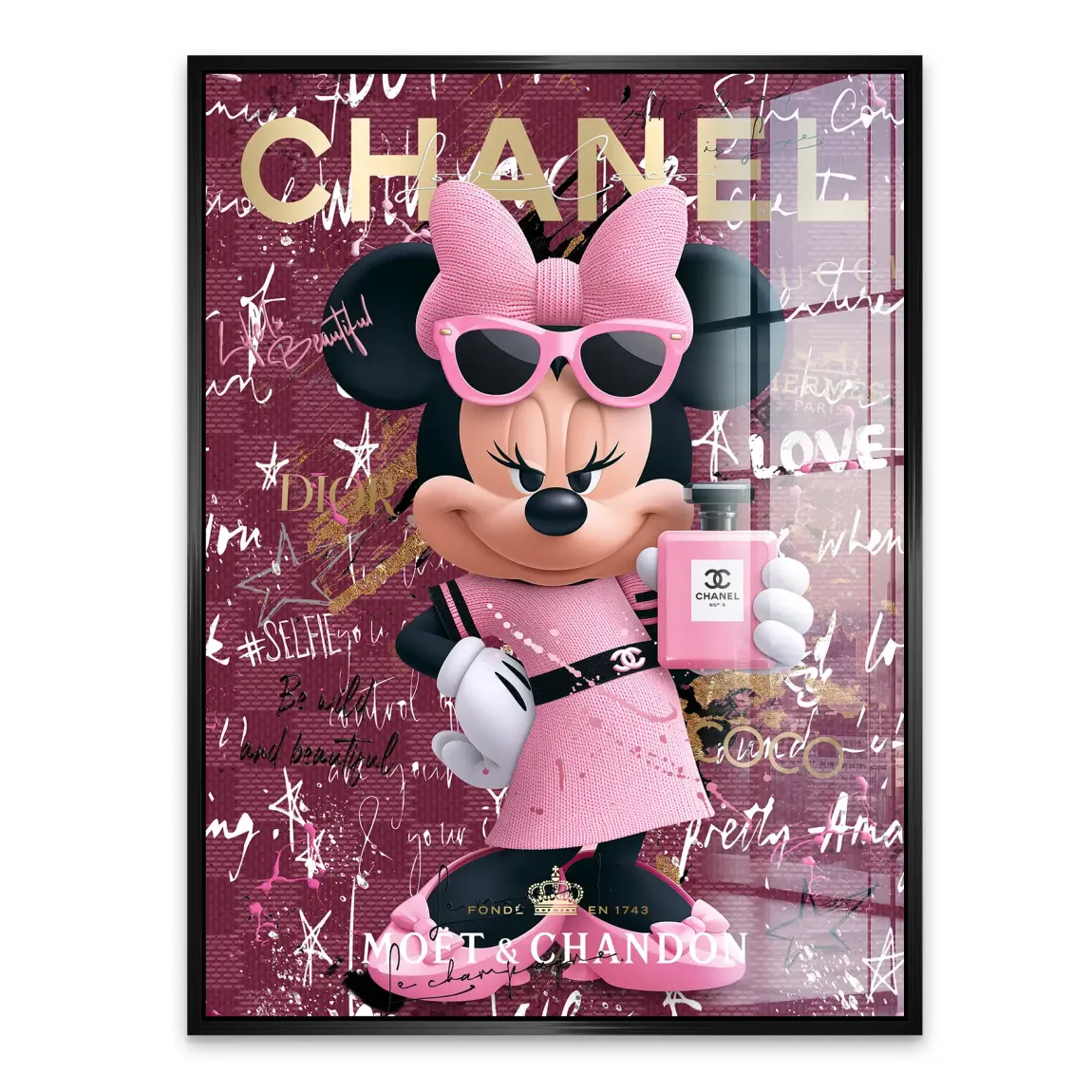 Minnie Maus Glam Chanel Acrylglasbild