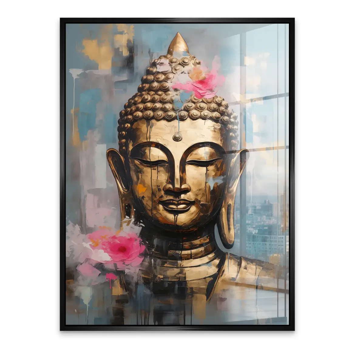 Golden Lotus Buddha Acrylglasbild