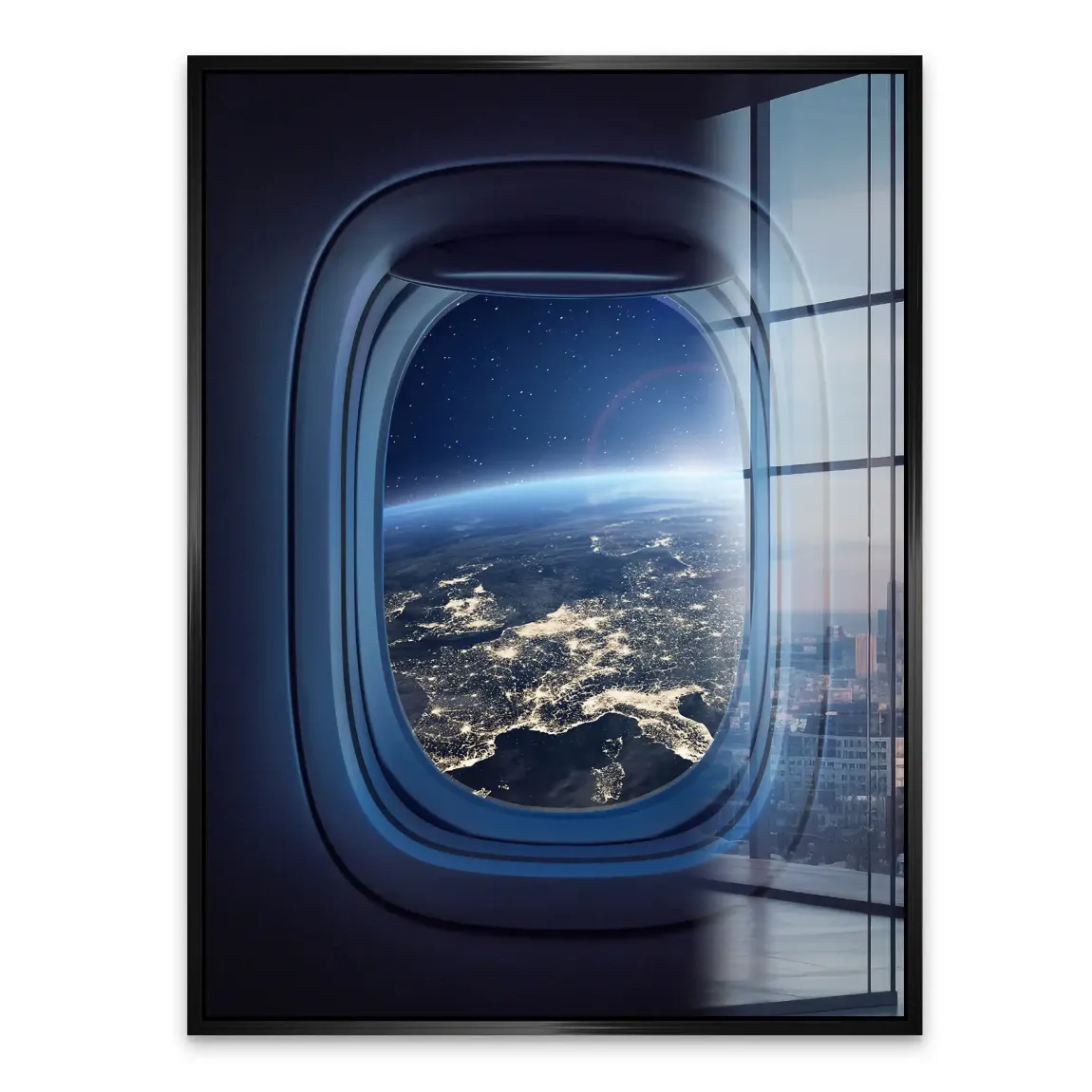 Flugzeugfenster Orbit Acrylglasbild