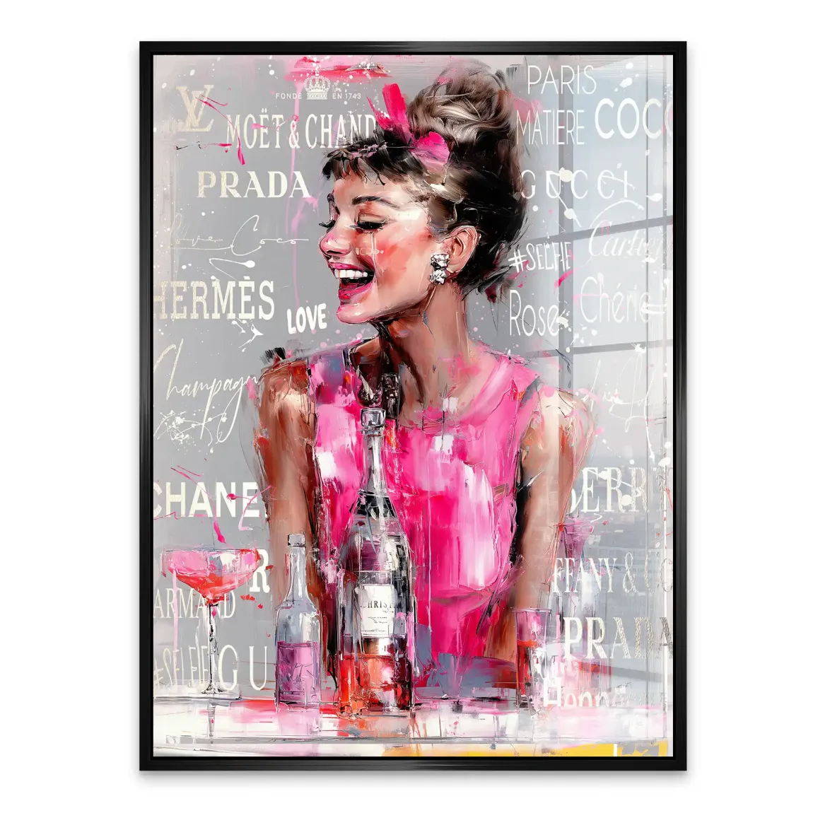 Champagne Bliss Audrey Hepburn Acrylglasbild