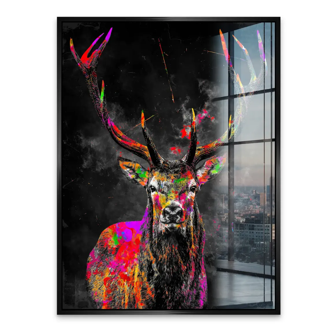 Bunter Hirsch Acrylglasbild