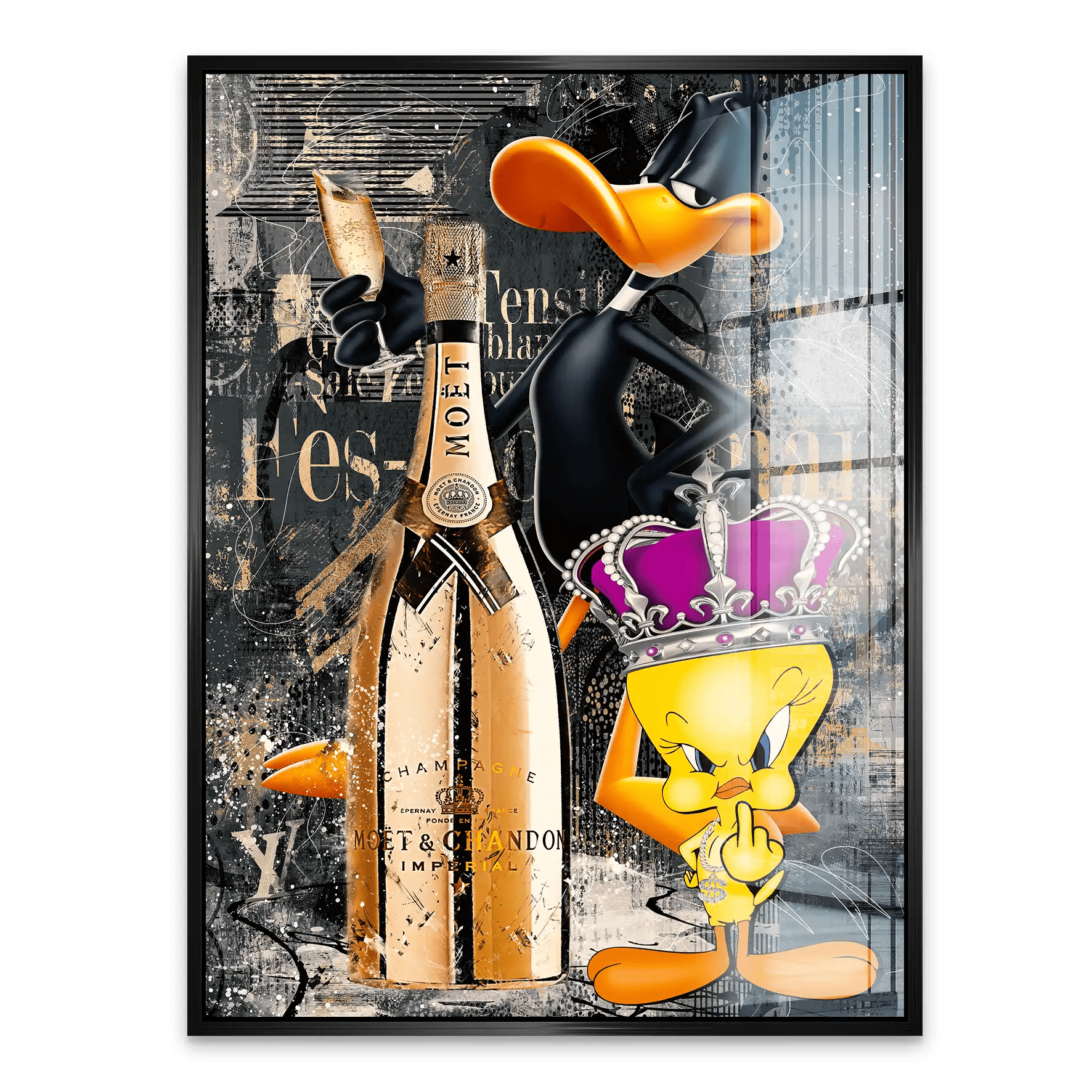 Duffy & Tweety Champagner Pop Art Acrylglas Bild INGALERIE