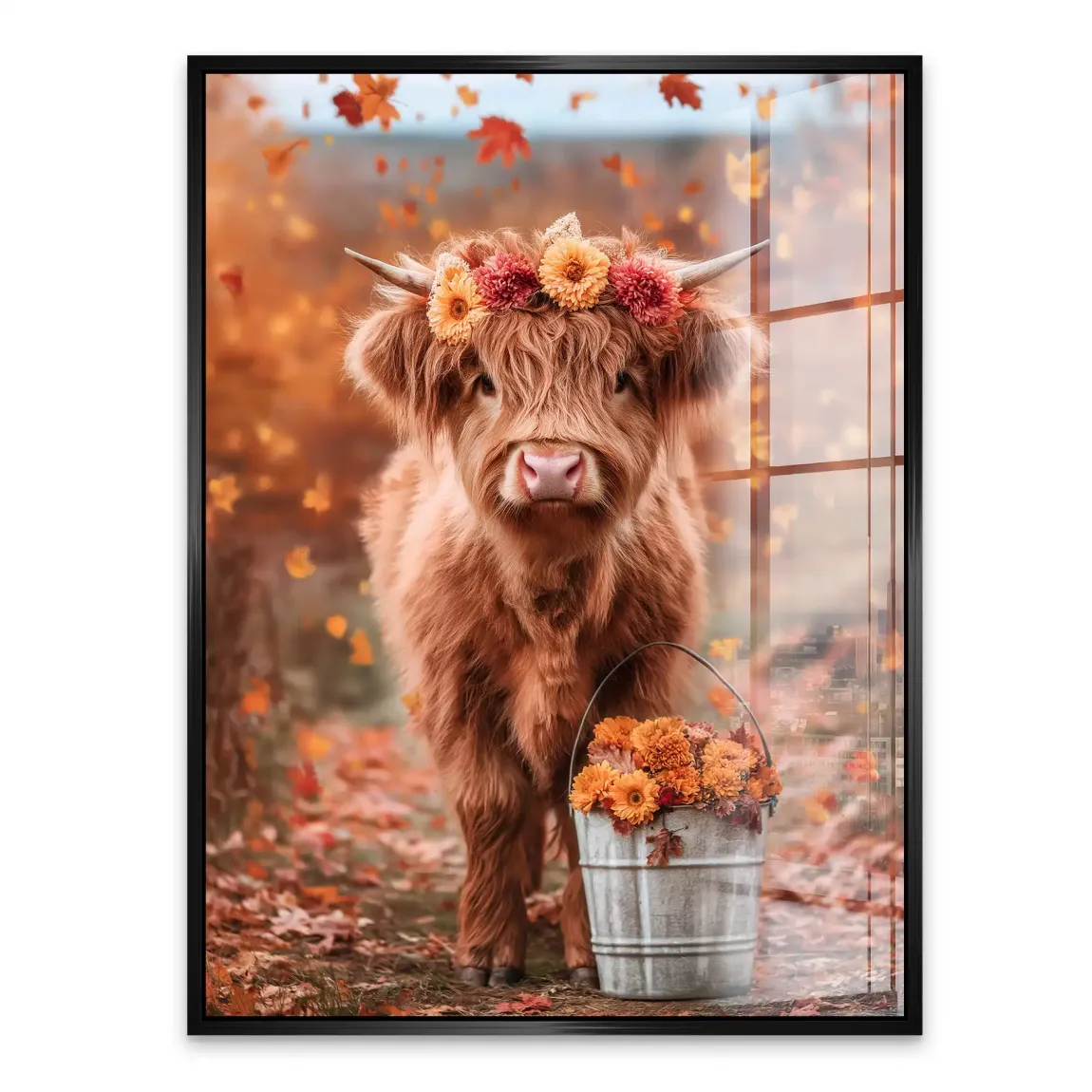 Herbstliebe Highland Acrylglasbild