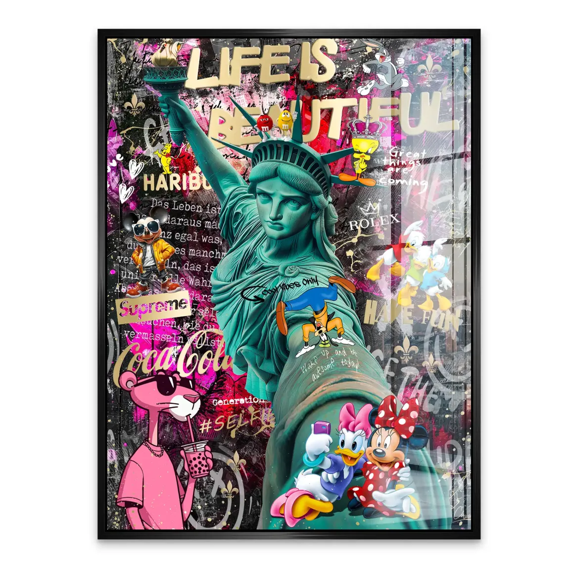 Liberty Selfie Pop Art Acrylglasbild