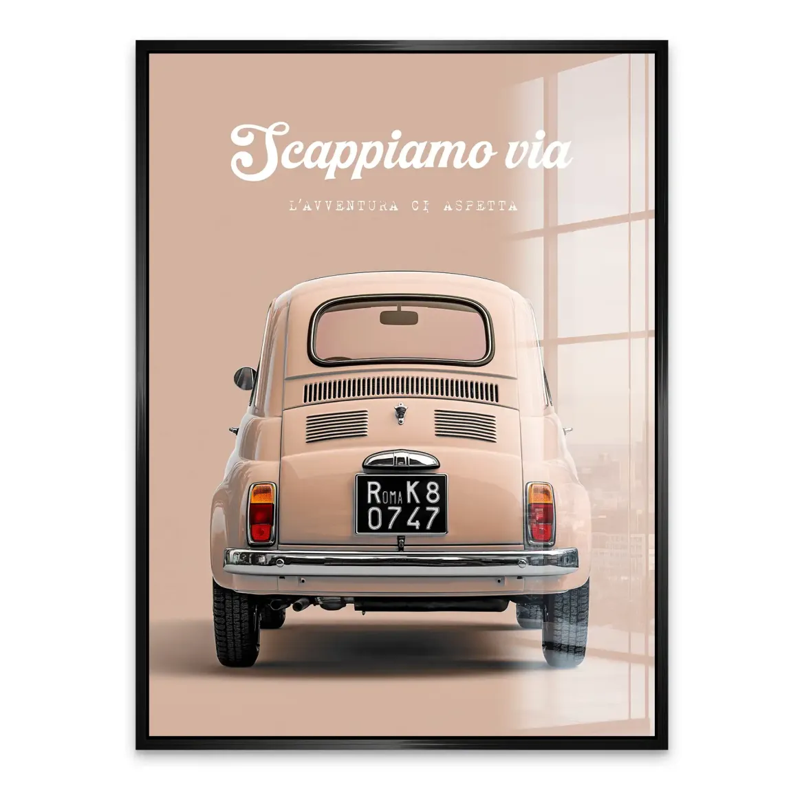 Fiat 500 Crema Acrylglasbild
