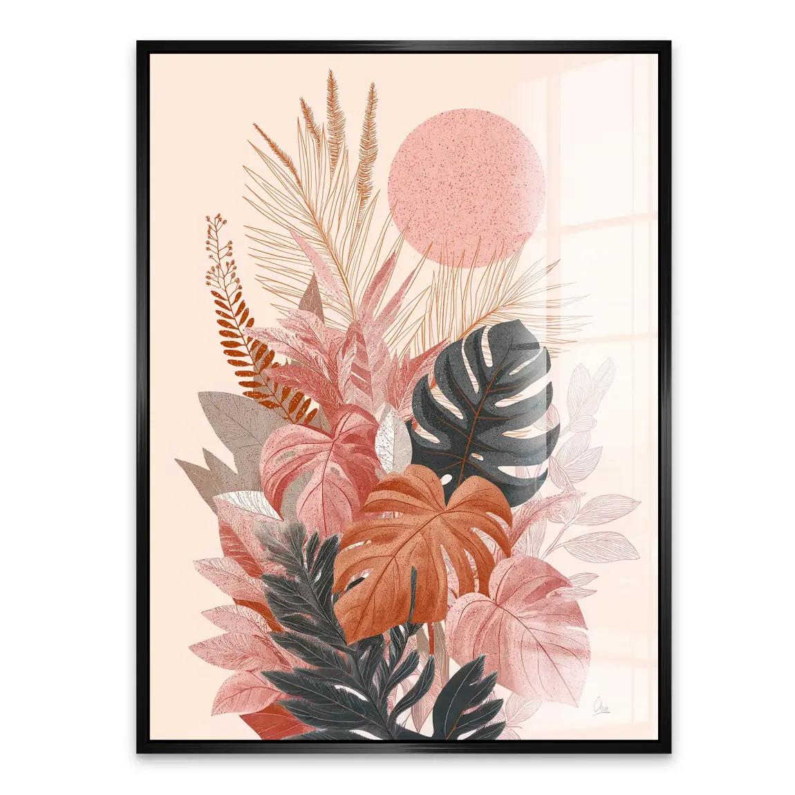 Terracotta Leaves Harmony Acrylglasbild