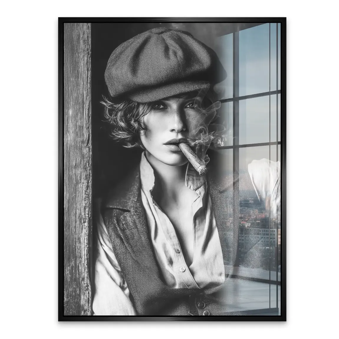 Smoke & Secrets Beauty in schwarz weiss Acrylglasbild INGALERIE