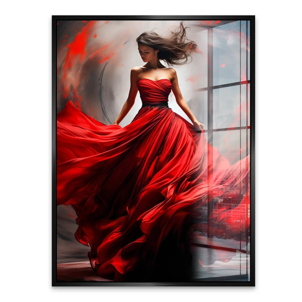 Woman In Red Acrylglas Bild INGALERIE