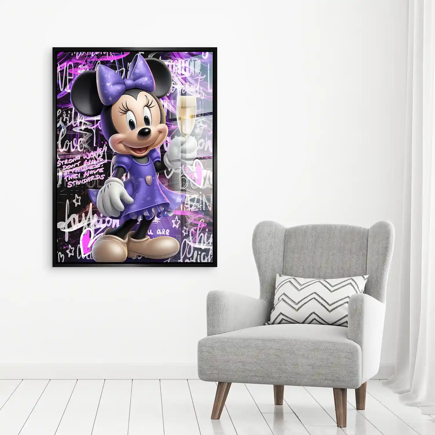Minnie Maus Champagner Pop Art Acrylglas Bild INGALERIE