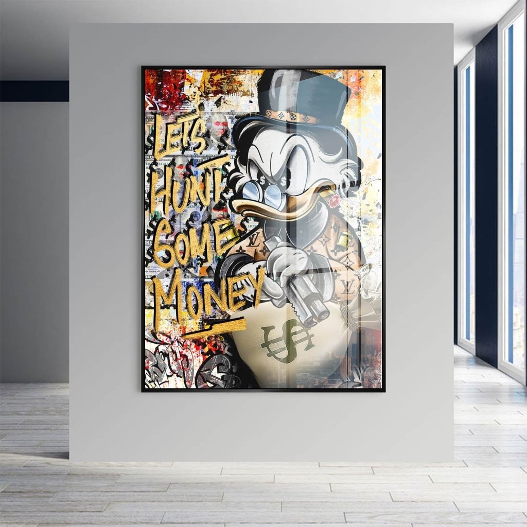 Dagobert Duck Let's Hunt Pop Art Acrylglas Bild INGALERIE