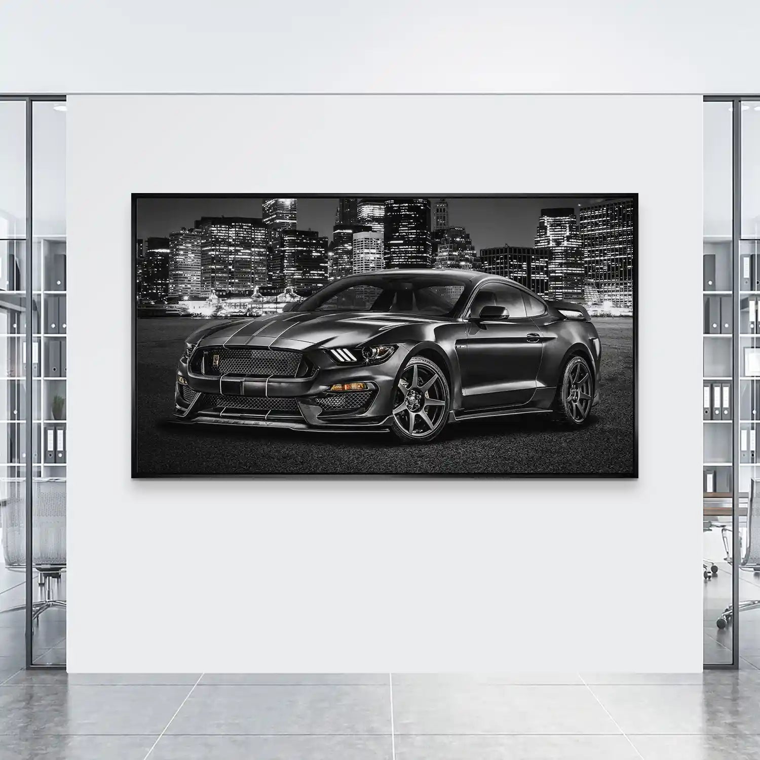 Ford Mustang Black City Aludibond Bild INGALERIE