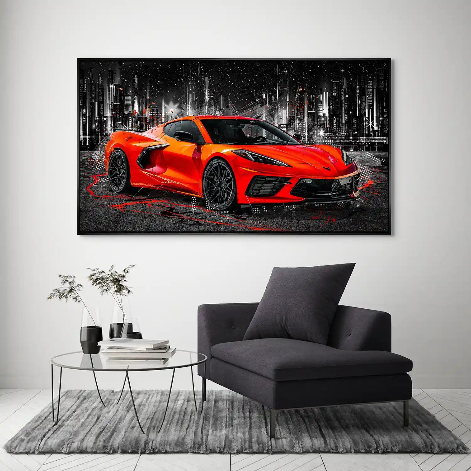 Corvette C8 Abstrakt Rot Aludibond Bild INGALERIE