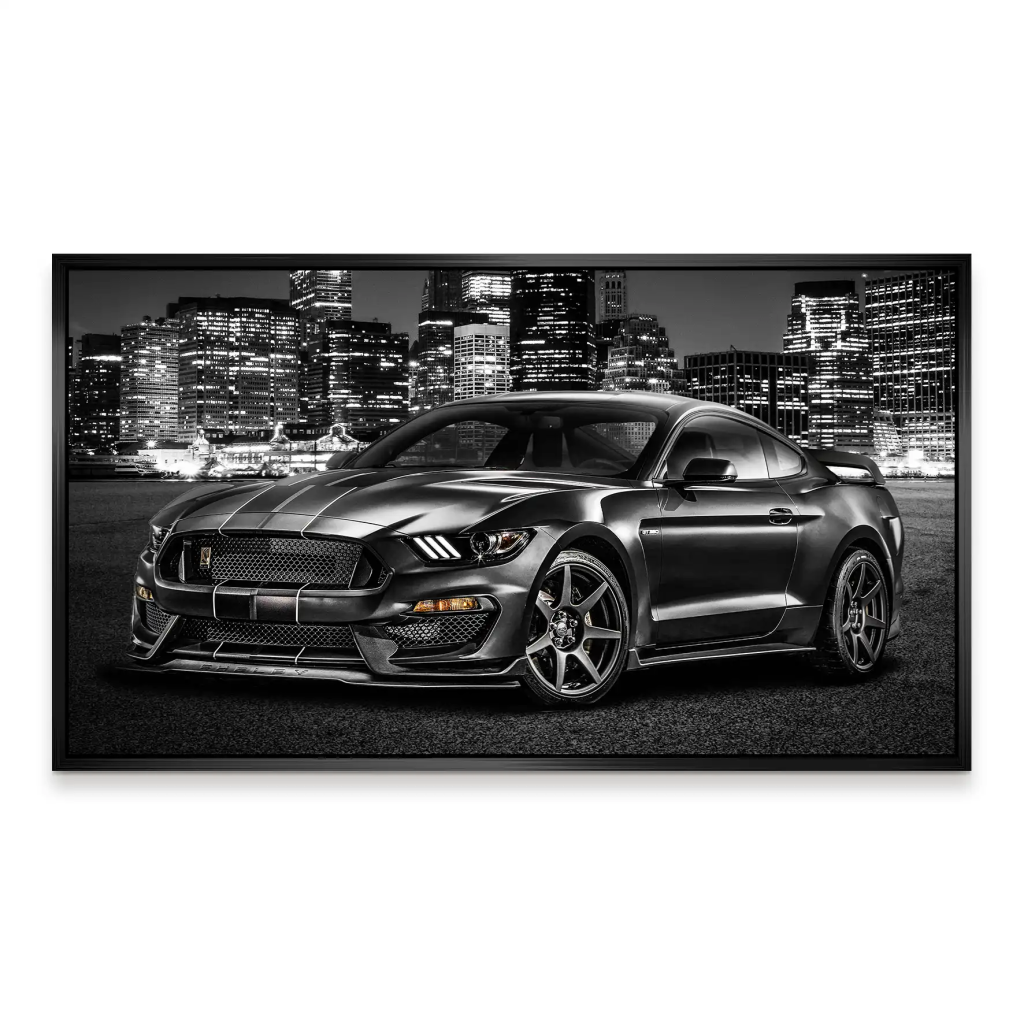 Ford Mustang Black City Aludibond Bild INGALERIE