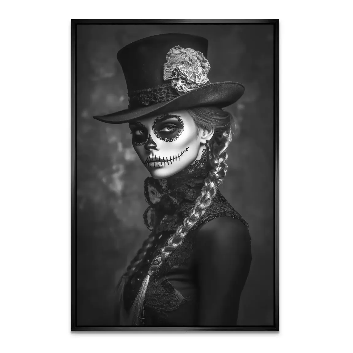 La Catrina Noir – Stil trifft Schattenkunst Bild auf Alu Dibond INGALERIE