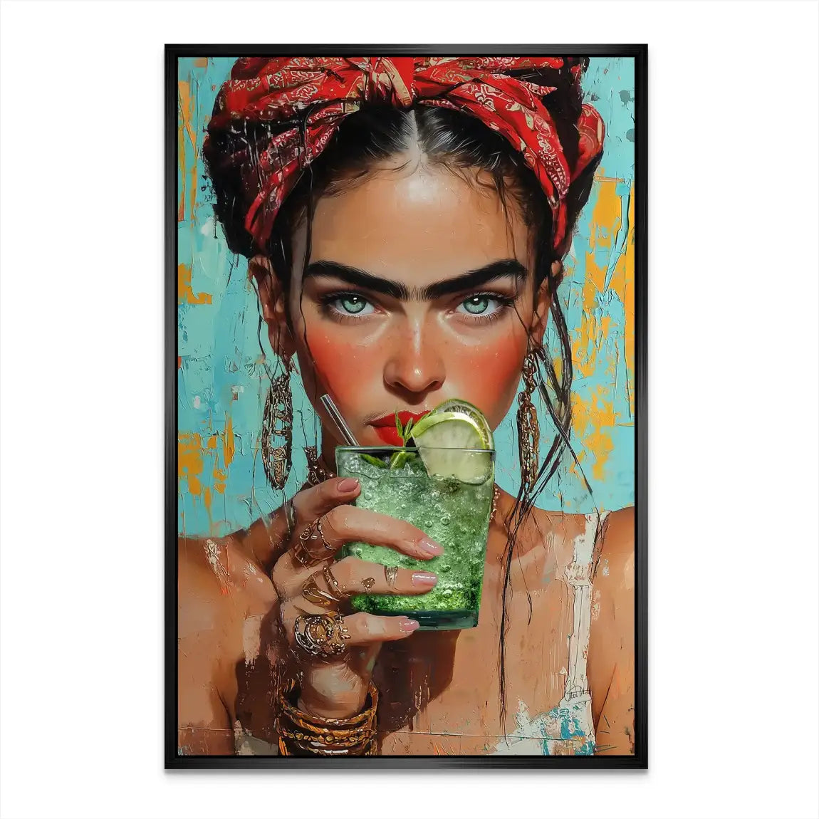 Frida Kahlo Mint Alu Dibond Bild