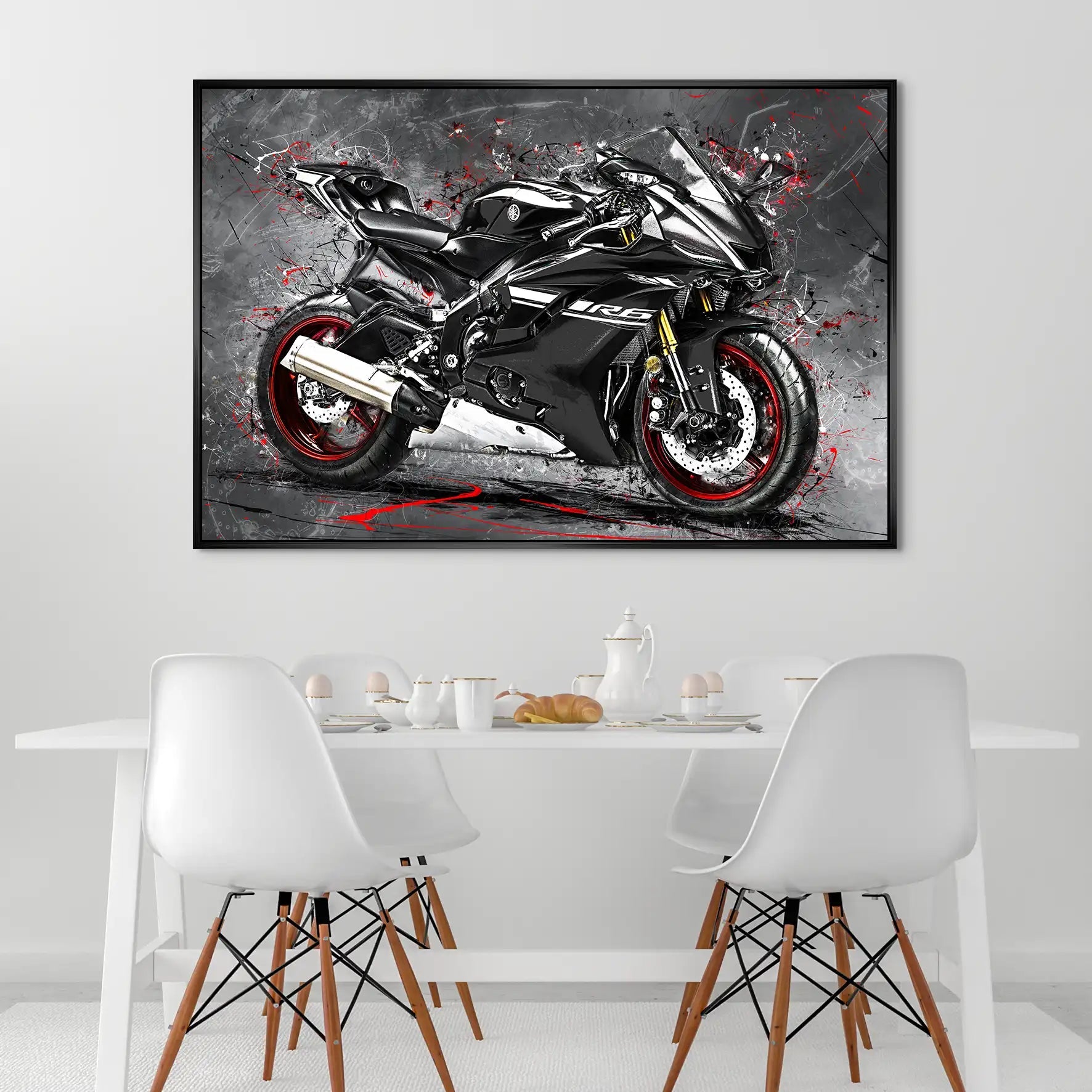 Yamaha R6 Abstrakt Black AluDibond Bild INGALERIE