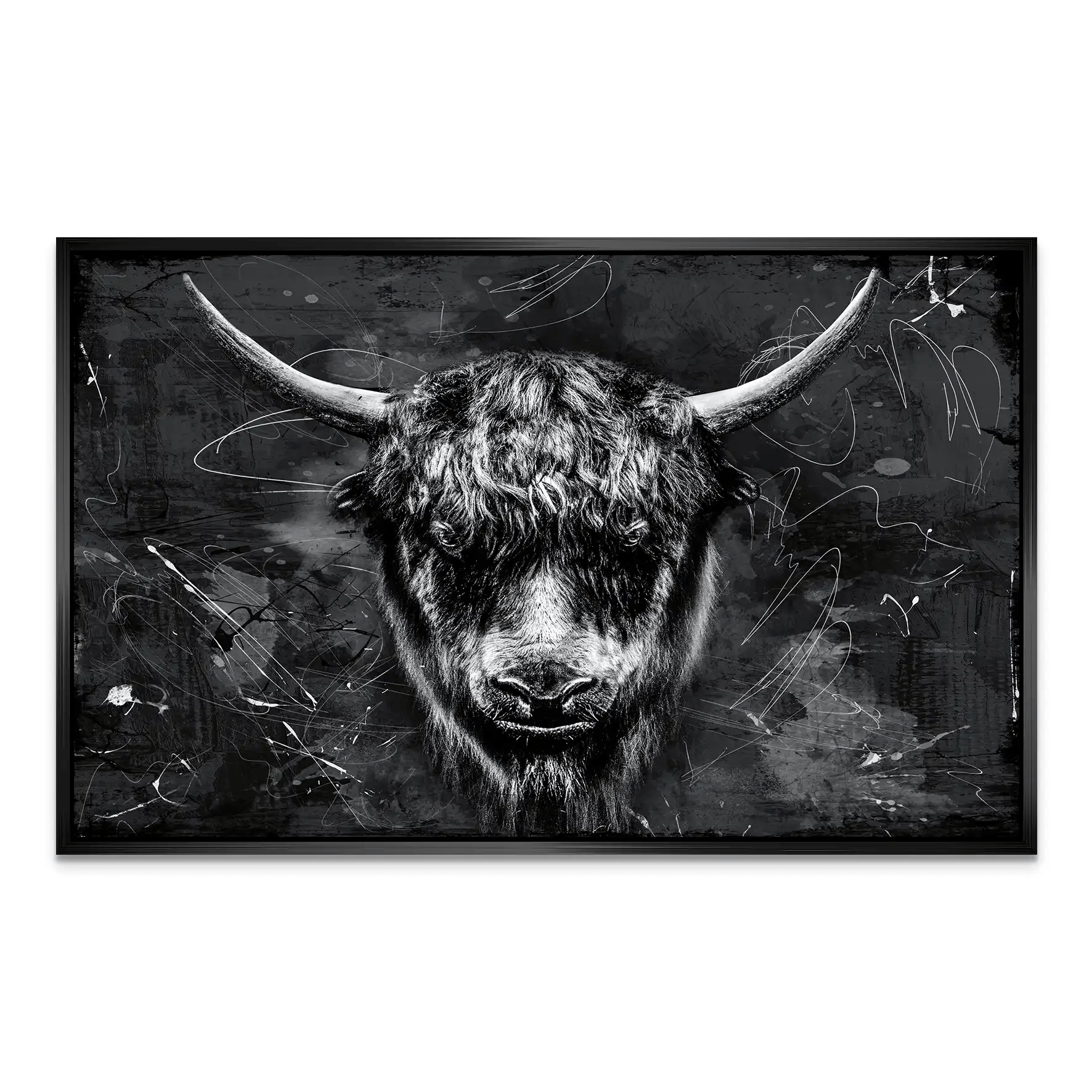 Yak Highland Abstrakt Black AluDibond Bild INGALERIE
