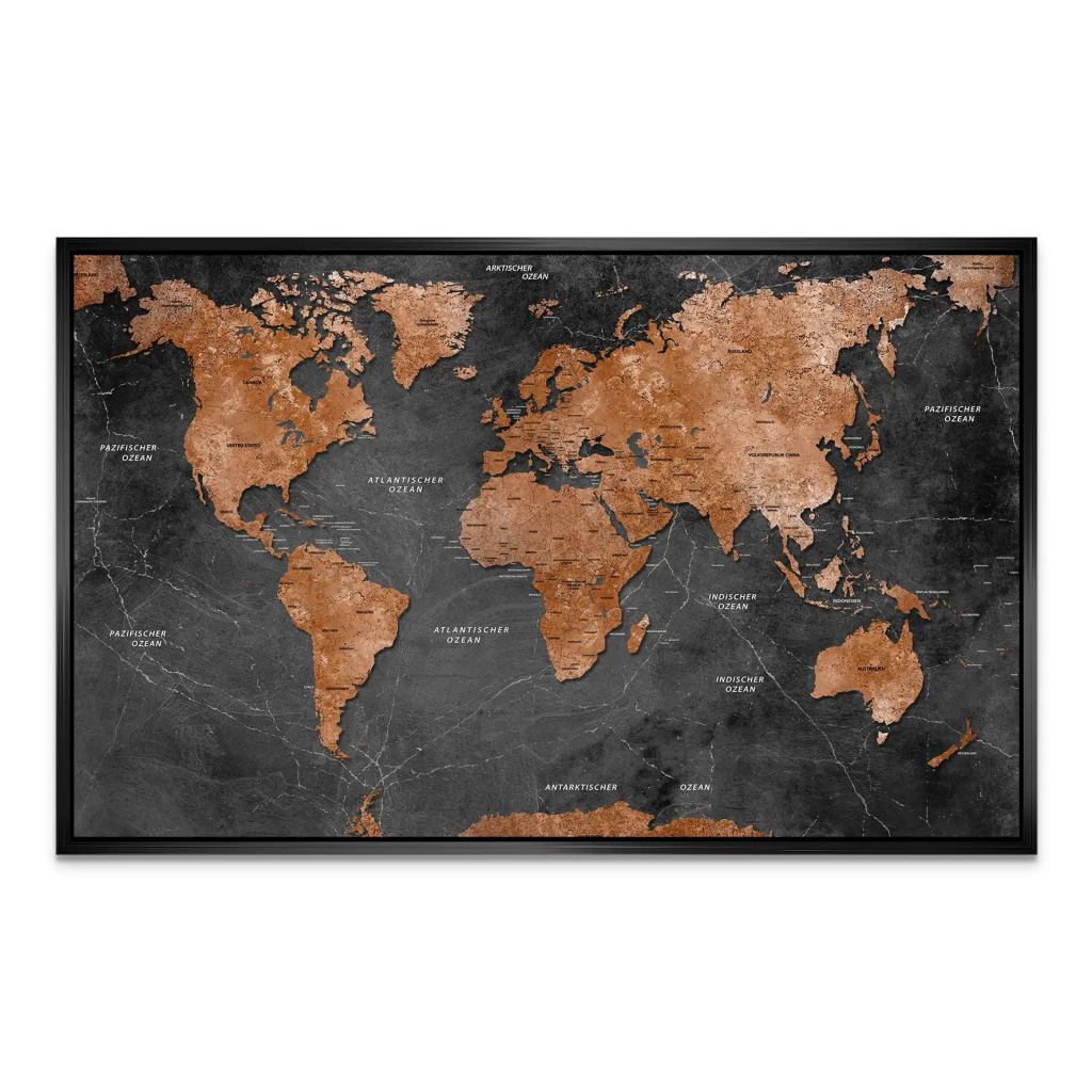 Weltkarte Retro Style AluDibond Bild INGALERIE