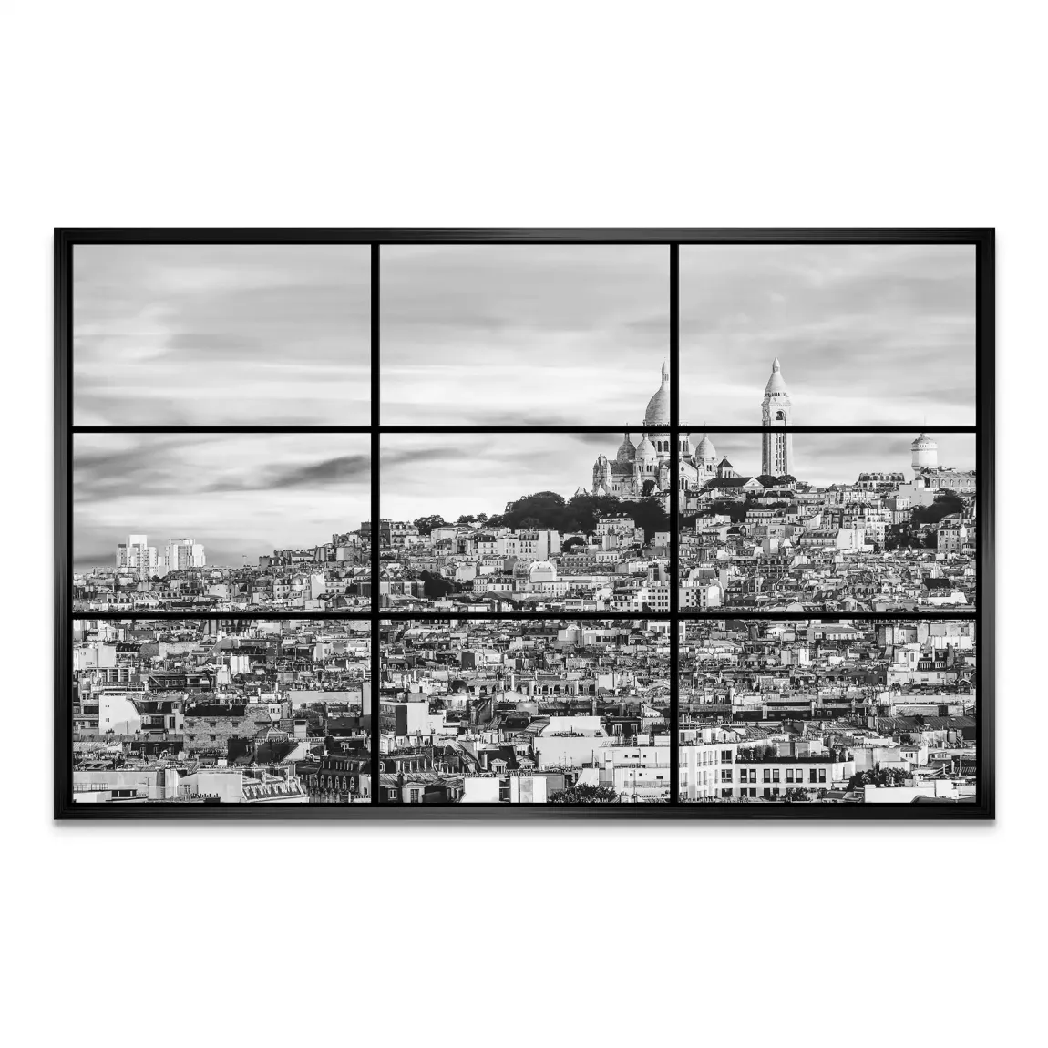 Paris Skyline Black and White AluDibond Bild