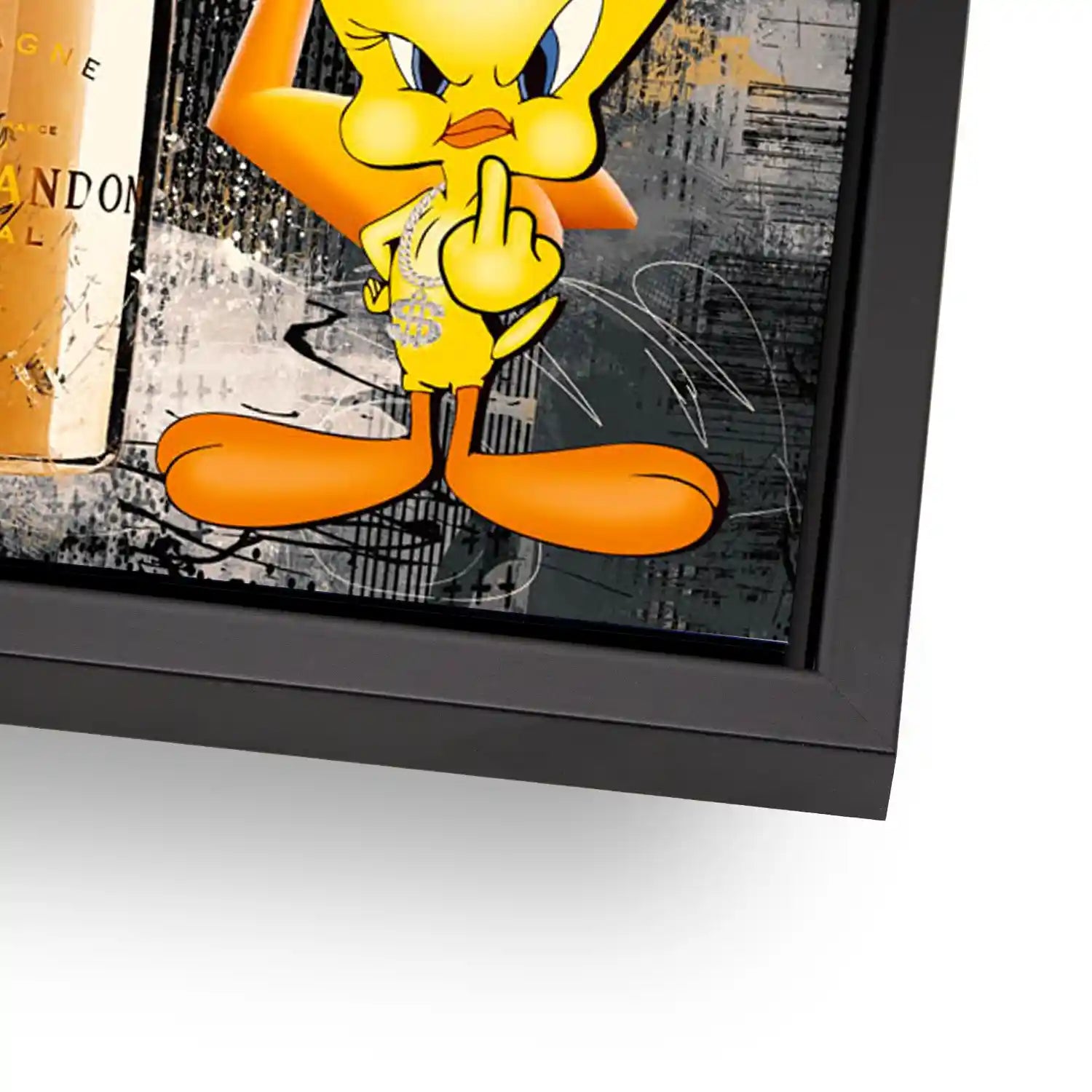 Duffy & Tweety Champagner Pop Art AluDibond Bild INGALERIE