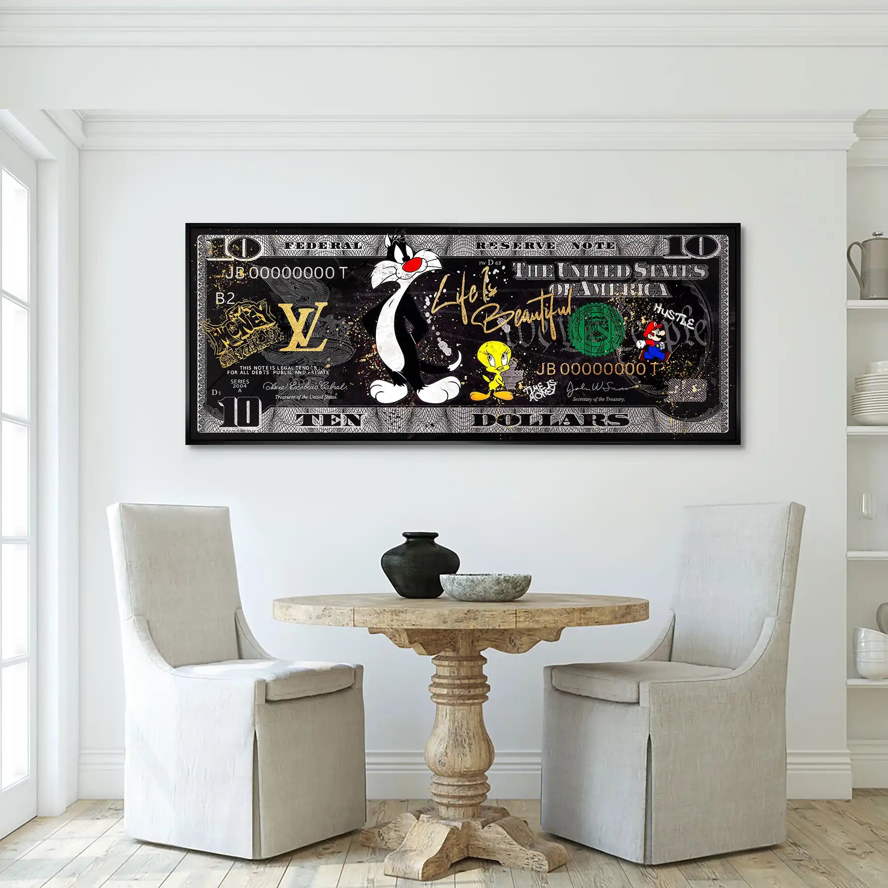 Tweety und Sylvester Hustle Dollar AluDibond Bild INGALERIE